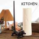 Mozhixue Dog Paper Towel Holder 12'' Cast Iron Paper Towel Holder Funny Toilet Paper Holder for The Floor or Counter in The Kitchen or Bathroom Bronze Rustic,Dog (Black)