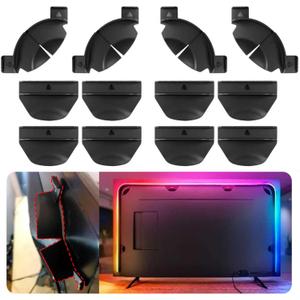 Upgraded Brackets Set Fit for Philips Hue Play Gradient Light Strip, Compatible with 55" 65" 75" Hue TV Lightstrip, Light Strip Brackets Kit, LED Light Strip Mounting Clips Kit W/Strong 3M Adhesive
