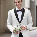 COOFANDY Men Tuxedo Jacket Slim Fit Blazer Suit Jacket Prom Dinner Party Wedding (White, M)