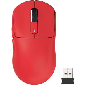 ATTACK SHARK X3 Lightweight Wireless Gaming Mouse with Tri-Mode 2.4G/USB-C Wired/Bluetooth,26K DPI, PAW3395 Optical Sensor,Kailh GM8.0 Switch,5 programmable Buttons for PC/Win/Mac(Red)