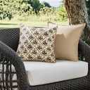 MIULEE Pack of 2 Decorative Outdoor Waterproof Throw Pillow Covers Flower Print Chic Boho Accent Pillow Covers for Square Garden Patio Cushion 16x16 Inch, Coffe-Brown
