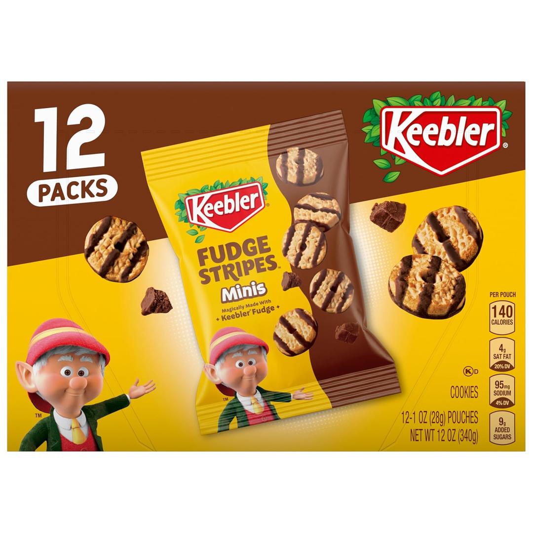 Keebler On-The-Go Fudge Stripes Cookies, 12oz, 12ct (EXP 03/29/26)