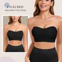 Strapless Bras for Women Non-Slip Padded Bandeau Bra Wireless Tube Top Bra Including Clear Straps (Black, L)