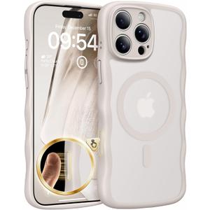 TAURI Magnetic for iPhone 16 Pro Max Case, Cute Wavy Design [Full Camera Protection] [Compatible with Magsafe] Anti-Slip Translucent Matte Case for iPhone 16 Pro Max for Women Girls, Gray