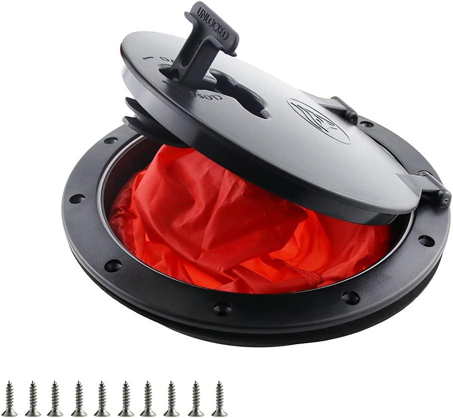 8Inch Hatch Kit, Deck Hatch with Waterproof Bag and Fasteners for Kayak Boat Fishing RiggingBlack