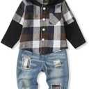 NZRVAWS Toddler Baby Boy Clothes Infant Outfit Boys Hoodie Sweatsuit Ripped Jean Fall Winter Little Boy Clothing12-18 M