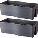 Ridge Rail Long Rectangular Flower Pot, Indoor/Outdoor Hanging Rail Planter Lightweight & Weatherproof Flower Box - Balcony Planters for Railing and Fence Patio, Deck 2 Pack (Grey) (Charcoal)