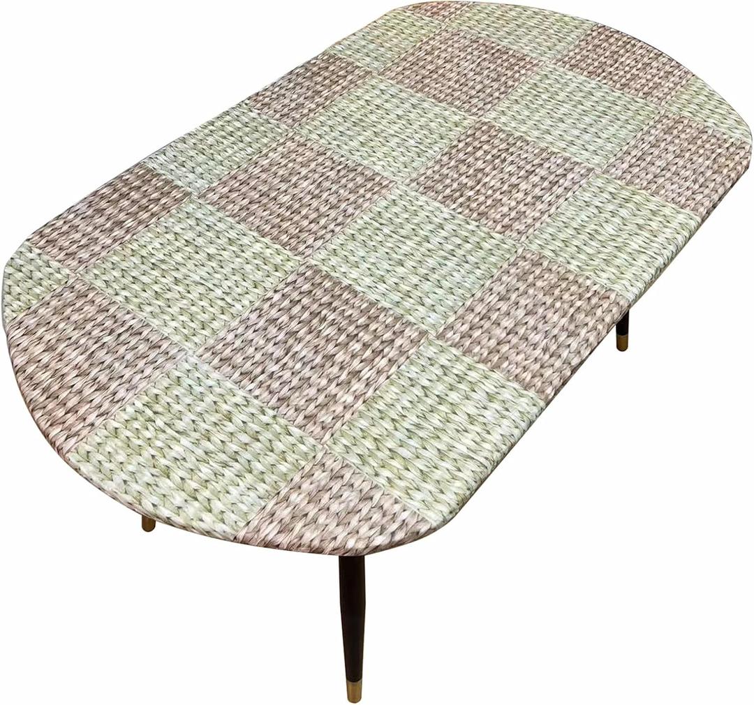 Pioggia Oval Vinyl Fitted Tablecloth with Flannel Backing Elastic Table Cloth Waterproof Oil-Proof Plastic Table Cover Best for Up to 42" x 60"