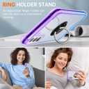 Ring Holder Series Case Designed for Samsung Galaxy S22 Plus 5G, Clear Cute Slim Colorful Silicone Bumper Protective Cover Support Magnetic Car Phone Mount. (Blue Purple)