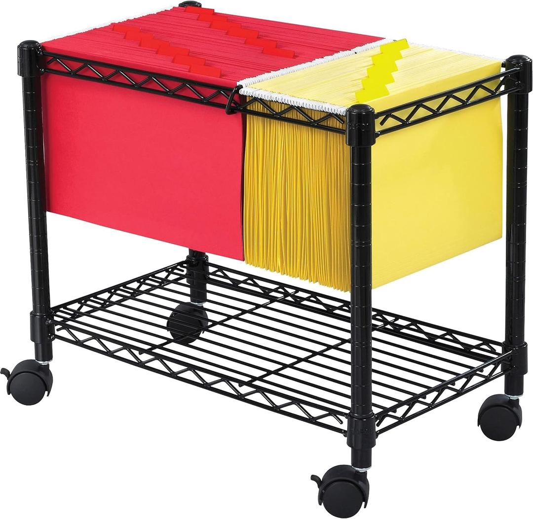 Safco Rolling Cart, Fits Letter and Legal-Size Hanging Folders, Mobile File Storage, Steel, Black