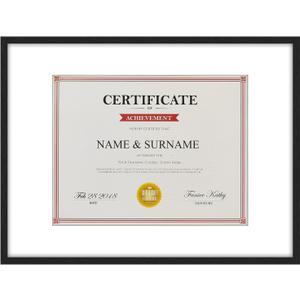 Giftgarden 12x16 Picture Frame Aluminum, Black Metal 12x16 Frames Matted to 8.5x11 Certificate Award Document for Wall Hanging, 1 Pack