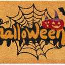2 x Halloween Welcome Door Mat - 30"x17" Spider Web Coir Front Doormat with Anti-Slip PVC Backing, Indoor Outdoor Mats for Entryway, Porch, Durable Coconut Fiber Mat, Natural Home Decor