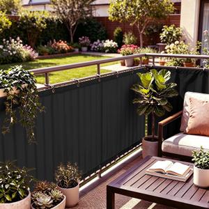3' x 15' Dark Gary Waterproof Balcony Privacy Screen Cover PU Polyester Fabric Material Height Shield for Deck, Patio, Backyard, Outdoor Pool, Porch, Railing