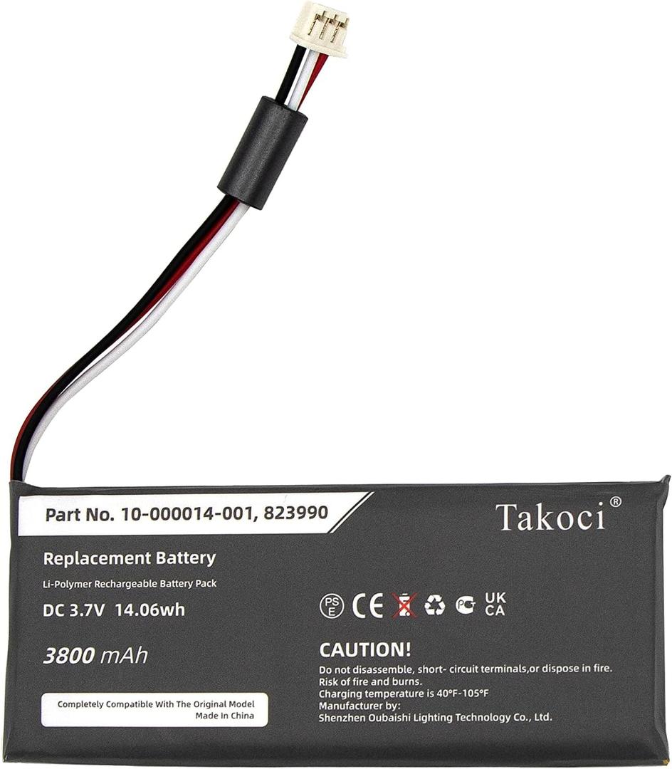 Replacement Battery for 2GIG GC3 Panel, SP1-GC3, GC3e Panel, fit Part No 823990 10-000014-001