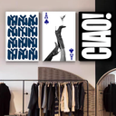 3 Pcs Blue and White Canvas Wall Art Modern Fashion Ciao Pictures Blue And Black Poster Print Wall Decor for Bedroom Bathroom Living Room 16 * 24In (Stretched Canvas On A Wooden Frame)