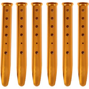Azarxis Snow Sand Tent Stakes Pegs Aluminum U-Shaped Lightweight Heavy Duty Ground Nails for Beach Shade Canopy Camping Hiking Backpacking Picnic (Orange - 6 Pack)