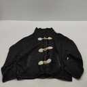 Womens Soft Polar Fleece Jacket Lightweight Long Sleeve Horn Button Warm Shacket Coat Comfortable Outerwear (Small, Black)