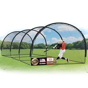 ORIENGEAR Baseball Batting Cage 30FT for Backyard, Training Equipment Cages for Hitting and Pitching Practice, Softball Baseball Nets for Batting with Frame and Net