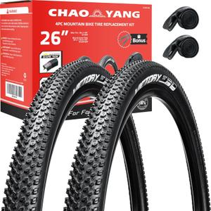Chao YANG Mountain Bike Tire Replacement Kit, 26"1.95, Dual Compound 2C-MTB Tires, Featured with Double Tread Puncture Protection, for On or Off Road Use