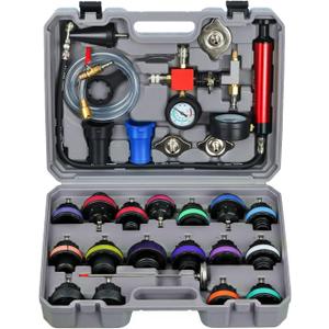 WNZ Coolant Pressure Tester Kit, 28PC Radiator Pressure Tester Kit, Radiator Cooling System Pressure Tester Kit with Vacuum Pump Vacuum Purge & Refill Tool