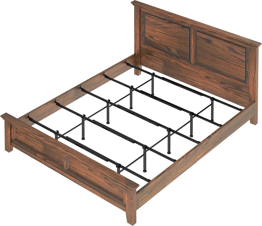 Bed Frame Support System - 5 Cross Rails and 10 Adjustable Legs,Universal Strong Center Support Beams for Full, Queen and King,California King Metal/Wood/Upholstered Bed