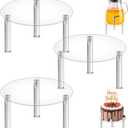 3PCS Drink Dispenser Stand Beverage Water Crock Dispenser Holder Clear Round Acrylic Cake Cupcake Plant Display Plate Fit Max 7.87 Inch Diameter Glass Jar Jug Container Filter Bottle