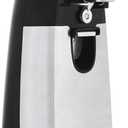 Amazon Basics 3-In-1 Electric Can Opener, Bottle Opener and Knife Sharpener, with Stainless Steel Blade, Magnetic Lid Holder, Automatic, Countertop, 50W, Black