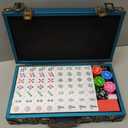 American Mahjong Tile Set 160 Acrylic Tiles with 4 All-in-One Mahjong Tile Racks & Pushers, 12 Zodiac Designs, 4-Layer Colors, 100 Chips, 3 Golden Dice, Vintage Leather Portable Case, 1.3 1 0.6 inches