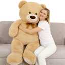 MorisMos Giant Teddy Bear Stuffed Animal 4 Ft,51'' Big Tan Teddy Bear for Girlfriend Boyfriend Wife Mother Fiance Valentine's Gift,Large Stuffed Animal Plush for Christmas Birthday Baby Shower,Tan (Gray)