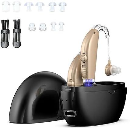 Manzelun Hearing Aids for Seniors Rechargeable with Noise Cancelling,Behind-The-Ear Severe Hearing Loss Hearing Amplifier,Physical Adjustment Buttons,Up to 25 Hours