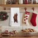 Funny Christmas Bear Kitchen Dish Tea Towels, Gifts for Bears Lovers, Christmas Lights Forest Animal Decorative Hand Towels for Bathroom Kitchen, Bear Bathroom Decor, 16x24 Inch