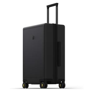 LEVEL8 Large Suitcase with Wheels, Checked Luggage, Lightweight Luminous Textured Tsa Approved Medium Hardside Large Luggages, 24 Inch, Black
