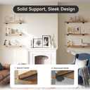 LuckIn 6 Pack Floating Shelf Brackets, Heavy Duty Floating Shelf Bracket 8 Inch Long, Black Hidden Metal L Brackets for Wall Shelves Support DIY(1/5 Inch Thicked) and 130 lb. Load Capacity