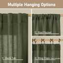 LAMIT 45 Inch Short Window Linen Curtains, Light Filtering Panels Back Tab and Rod Pocket Christmas Decor Drapes for Cafe/Bathroom/Loft Room, Olive Green, 2 Panels, 34 x 45 Inch