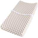 LifeTree Muslin Changing Pad Cover for Baby Girls Boys, 70% Viscose from Bamboo and 30% Cotton, 16"x32" Diaper Change Table Pad Covers, Soft Changing Pad Sheets, SmallCheckered Pattern