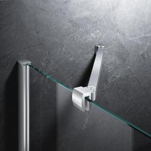 Frameless Shower Door Support Bar, Stainless Steel Wall-to-Glass Support Arm to Fixed Shower Glass Panel, for 1/4"-3/8" (6-10 mm) Door, 180 Pivot & Stow-Flat Mode (Brushed Nickel, 15.8-inch(400mm))