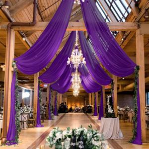 MODFUNS Purple Ceiling Drapes for Weddings Arch Drapery Fabric 6 Panels 5x30ft Chiffon Sheer Fabric Draping Tulle Wedding Curtain Drapes Ceiling Panels for Holiday Birthday Ceiling Supplies, 60"W x 360"L