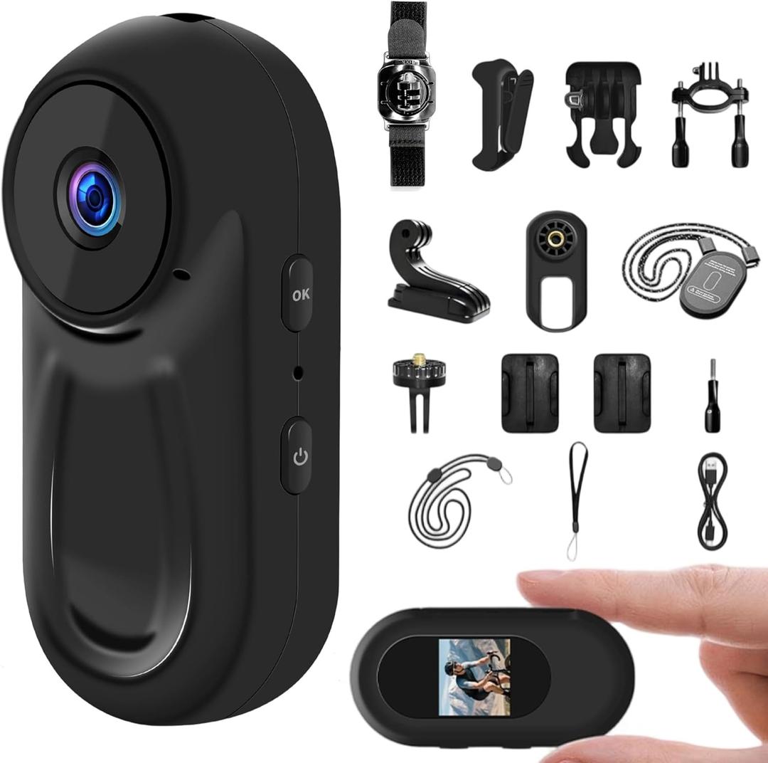 1080P Sports Action Camera, Mini Body Camera with Audio and Video Recording, Wearable Action Body Cam, Portable Recorder with Magnetic Back Clip, Camcorder for Traveling, Pet, Vlogging, Cycling