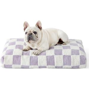 LE SURE Dog Beds Medium Size-Thick Shredded Chopped Foam Pet Bed as Gift for Indoor with Removable Cover, Cute Modern Fuzzy Plush & Anti Slip Bottom, Purple (30.0"L x 20.0"W x 4.0"Th)