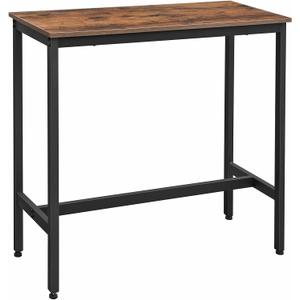 VASAGLE Bar Table, Kitchen Dining Table, High Top Pub Table, Bar Height Cocktail Table for Living Room Party, Sturdy Metal, 15.7 x 39.4 x 35.4 Inches for Narrow Spaces, Rustic Brown and Ink Black
