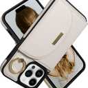 Keallce Wallet Case for iPhone 14 Pro Max 6.7'', Flip Case with Card Slots, Ring Holder Kickstand, PU Leather Protective Folio Cover for Women, Beige