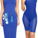 Popilush Maxi Womens Shapewear Dress Long Dresses Built-in Bra Slip with Adjustable Straps Bodycon Tube (Medium, Blue)