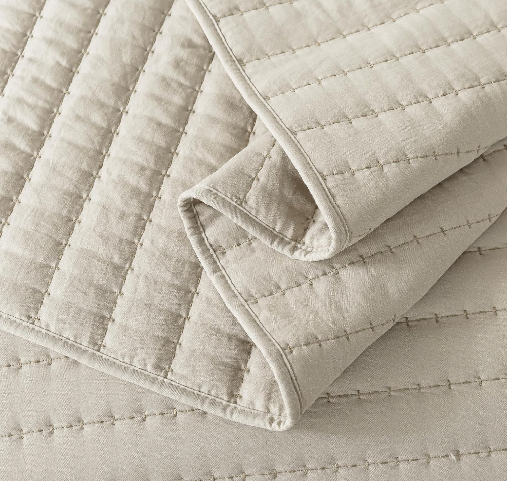 Coverlet 90"x90", Pillowcase 20"x26", Beige