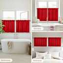 HOMEIDEAS Christmas Non-See-Through Red Privacy Sheer Kitchen Curtains, 30 X 24 Inches Long 2 Panels Short Sheer Curtains Light Filtering Bathroom Window Drapes for Bedroom Living Room