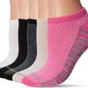 No nonsense womens Green Threads No Show Liner Sock, 12 Pair Pack (One Size, Assorted 1: Black/White/Pink/Tan)