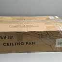 WINGBO 60 Inch Flush Mount DC Ceiling Fan without Lights, 4 Reversible Carved Wood Blades, 6-Speed Noiseless DC Motor, Hugger Ceiling Fan No Lights in Gloss White with White Blades