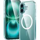 FNTCASE for iPhone 16 Case: Clear Magnetic Military Grade Drop Protection Anti Yellowing Slim Case - Rugged Shockproof Protective Transparent Cell Phone Cover(Clear)