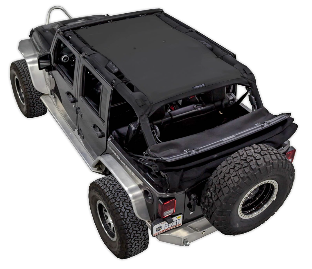 SPIDERWEBSHADE Original JK 4Door Full Sunshade Top (20072017) Compatible with Jeep Wrangler JKU Rubicon Sahara Sport All Trims  Airbag Safe  USA Made  10 Year  (Black)