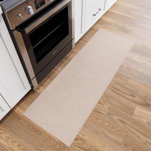 Ottomanson 20" x 59" Ultra-Thin Hallway Runner Rug - Durable Non-Slip Carpet for High-Traffic Areas - Fits Under Doors for Seamless Entry - Ideal for Kitchen, Entryway, Bedroom & Living Room, Beige (1'8" x 4'11" (Runner))
