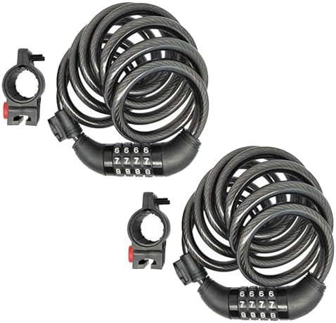 SEPOX® 1Pcs Pack 6FT Extra Long Cable Combination Bike Locks, 4 Digits Retractable Security Lock, 12mm Heavy Duty Anti Theft Anti Rust Cable for Bicycle, Scooter, Gate, Outdoor Equipment, Weatherproof Black